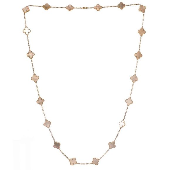 Van Cleef & Arpels Vintage Alhambra 20 Motifs Necklace 18K Yellow Gold and Mothe - Picture 2 of 4
